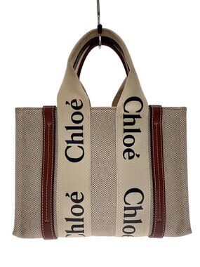 Chloe WOODY TOTE STRAP Canvas White